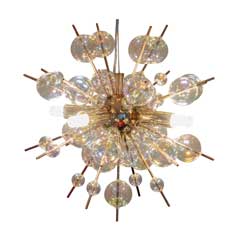 バブルシャンデリア ミニ 4灯 LED オーロラガラス 直径28cm｜おしゃれなシャボン照明