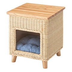 天然木とラタンのペットハウス｜スツールとして使えます