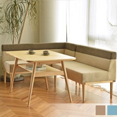 北欧ナチュラルなカウチソファ｜カフェの寛ぎをリビングに｜座った時に肘が左側