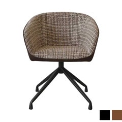 回転式ダイニングチェア｜ツイード調ファブリックとブラック脚のモダンデザイン