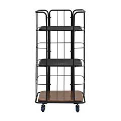 無骨な美しさを宿すインダストリアルワゴンラック｜スチール×ウッドの重厚デザイン｜幅45cm