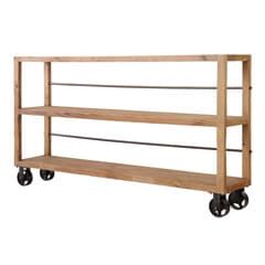 パイン古材×アイアンのキャスター付きシェルフ｜無骨で洗練されたヴィンテージライク収納