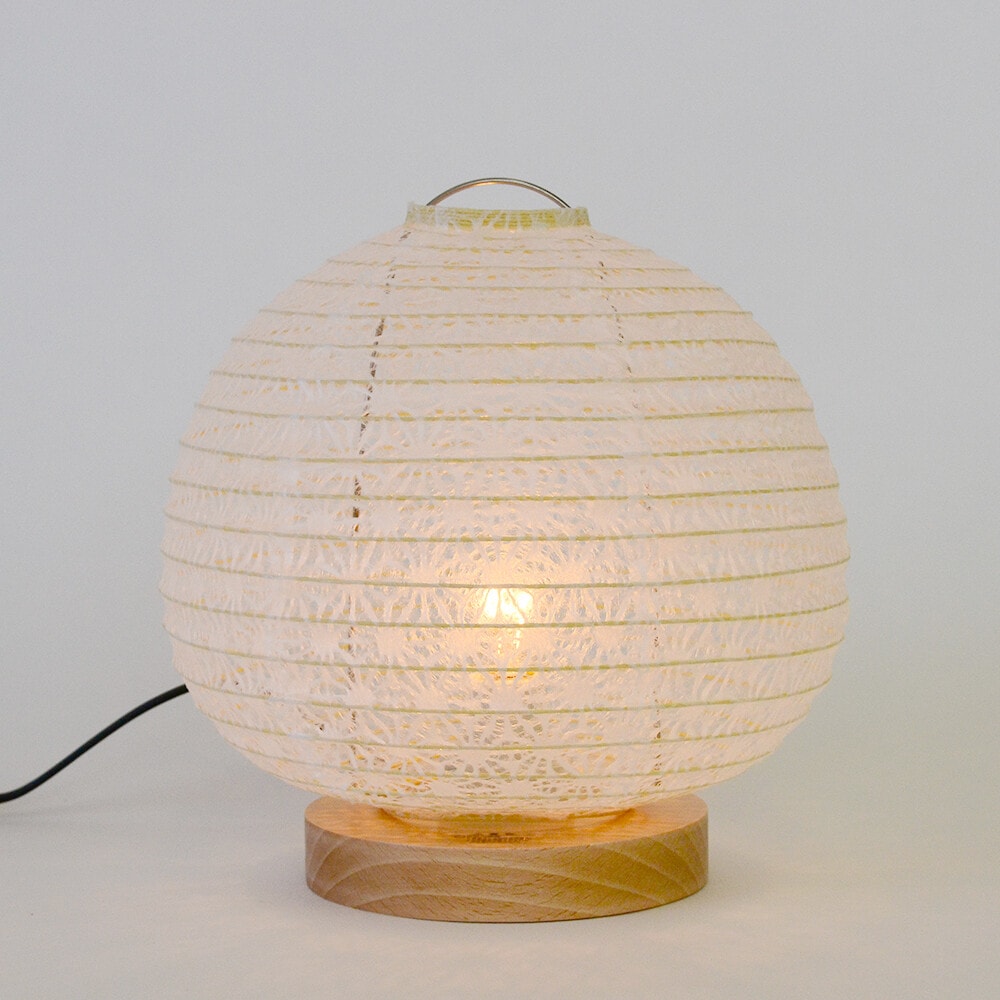 テーブルライト 和紙 丸型 間接照明 LED対応 高さ21cm｜透かし和紙のシェード