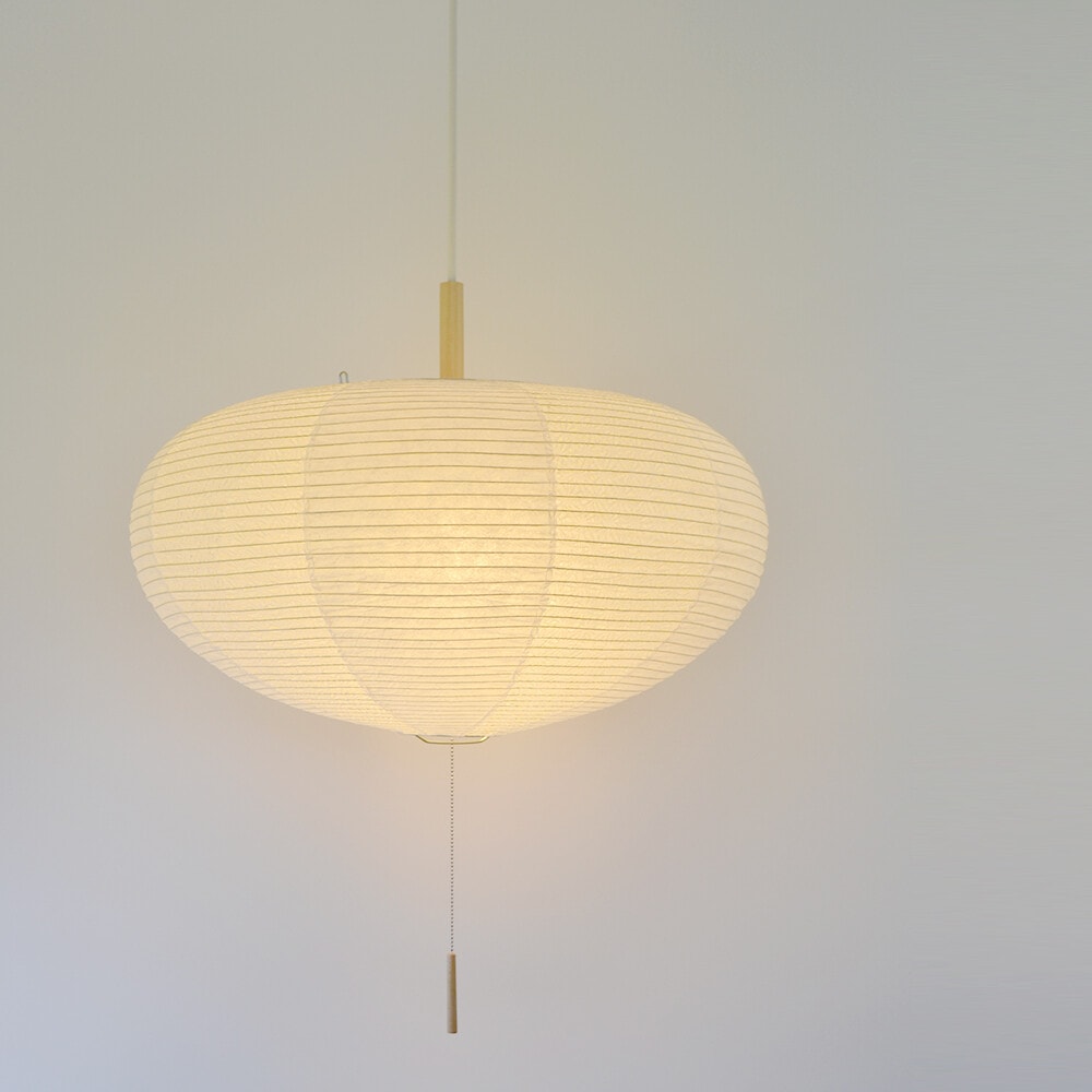 和紙ペンダントライト 2灯 6畳 LED対応 和風照明 直径50cm｜独楽型の天井照明