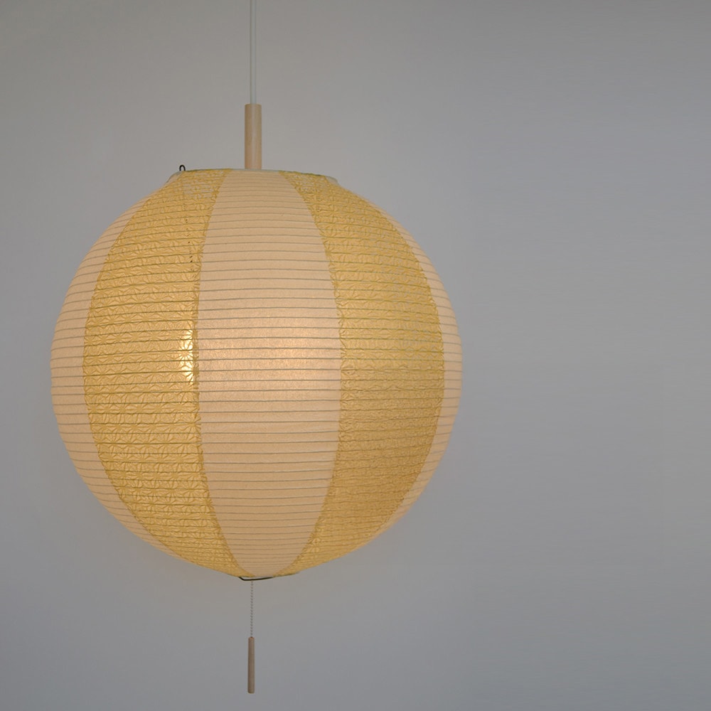 照明 和紙 ペンダントライト 丸型 2灯 LED対応 8畳 幅45cm｜麻の葉模様の天井照明
