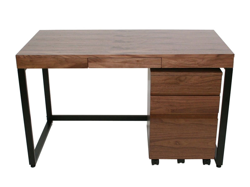 ウォルナットの落ち着いた色合いとあたたかみのあるデスクワゴン|幅40cm