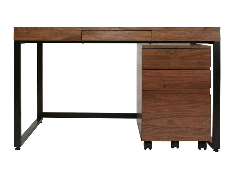 ウォルナットの落ち着いた色合いとあたたかみのあるデスクワゴン|幅40cm