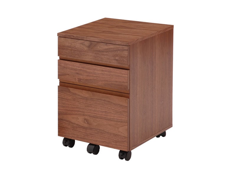 ウォルナットの落ち着いた色合いとあたたかみのあるデスクワゴン|幅40cm