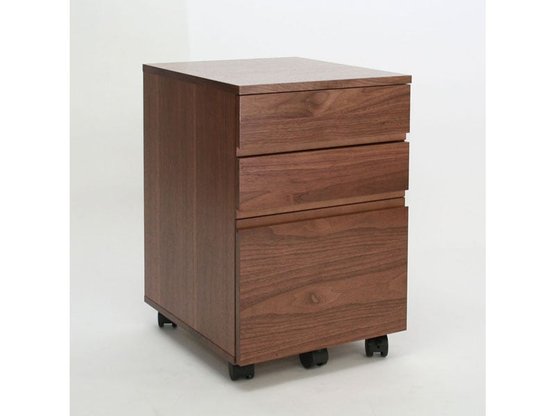 ウォルナットの落ち着いた色合いとあたたかみのあるデスクワゴン|幅40cm