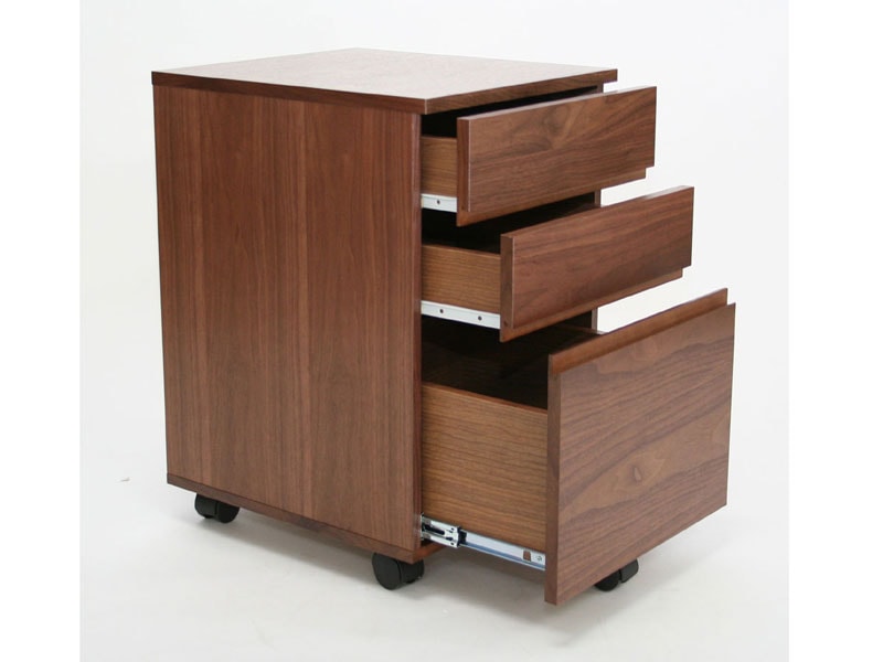 ウォルナットの落ち着いた色合いとあたたかみのあるデスクワゴン|幅40cm