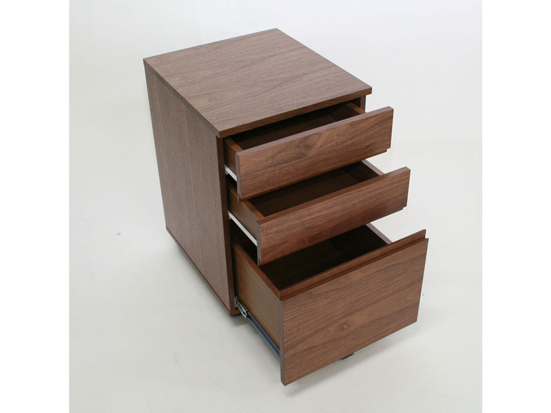 ウォルナットの落ち着いた色合いとあたたかみのあるデスクワゴン|幅40cm