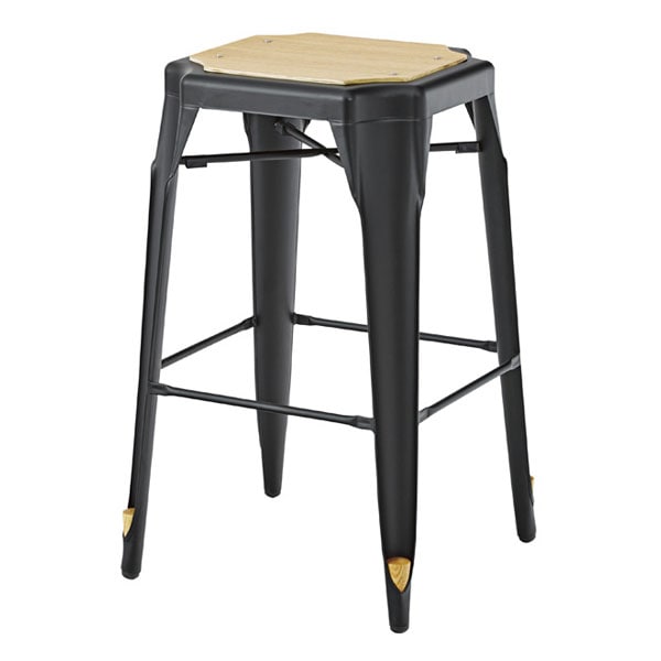 木調の座面とスチールの脚のツートンカラーが特徴のハイスツール | 2tone