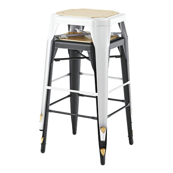 木調の座面とスチールの脚のツートンカラーが特徴のハイスツール | 2tone