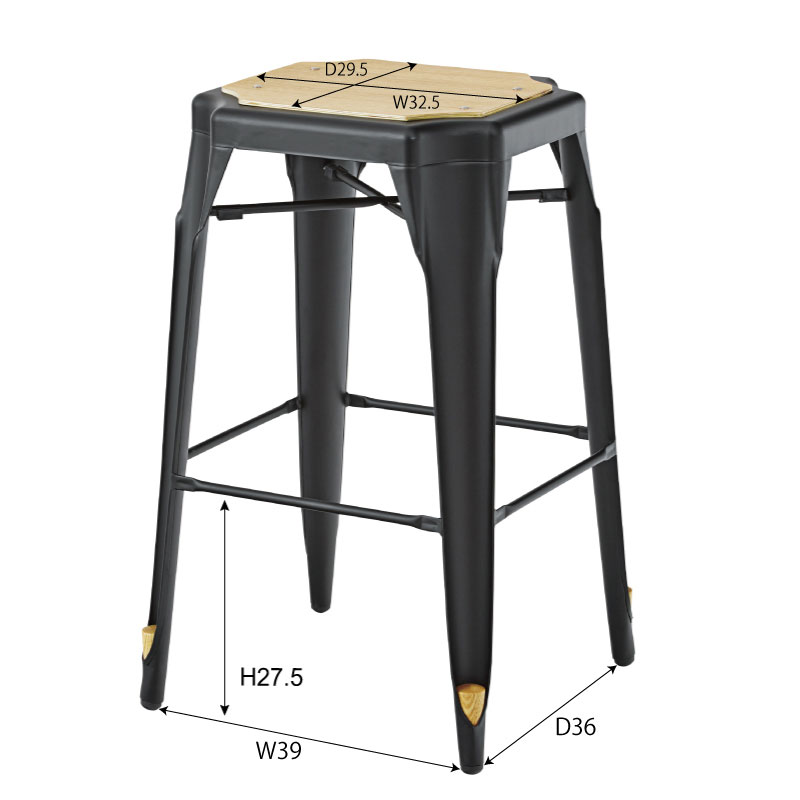 木調の座面とスチールの脚のツートンカラーが特徴のハイスツール | 2tone