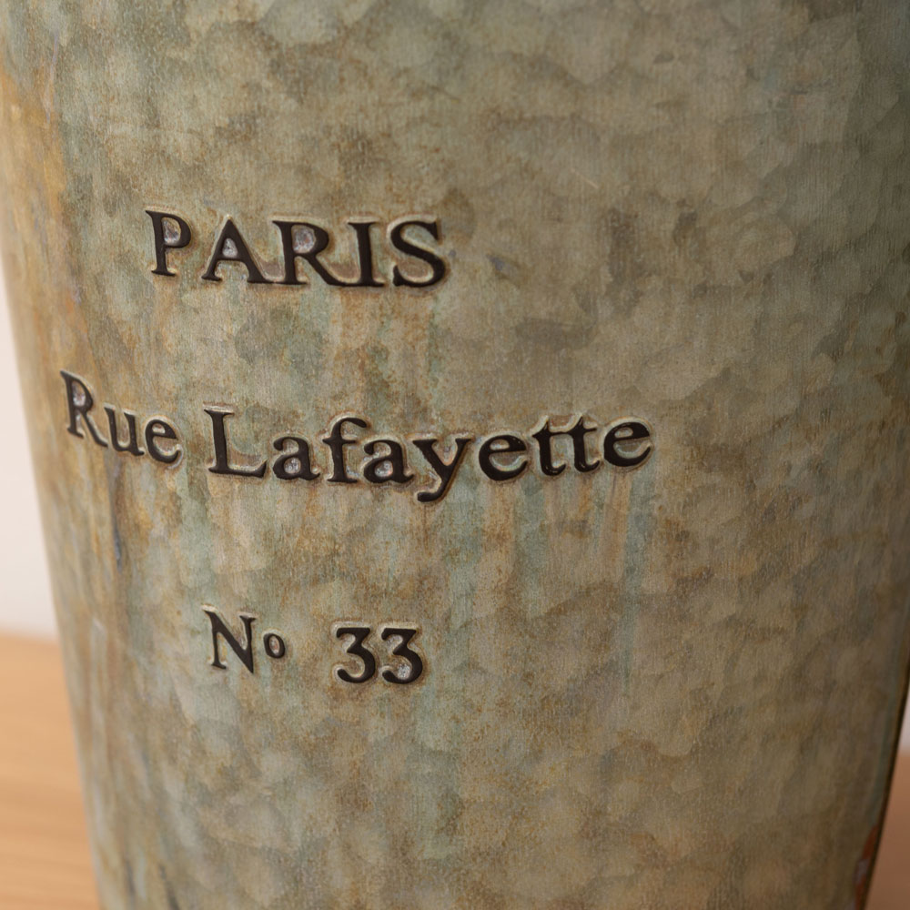 ヴィンテージ風スチールバケツ型プランターカバー|インダストリアルインテリアに最適