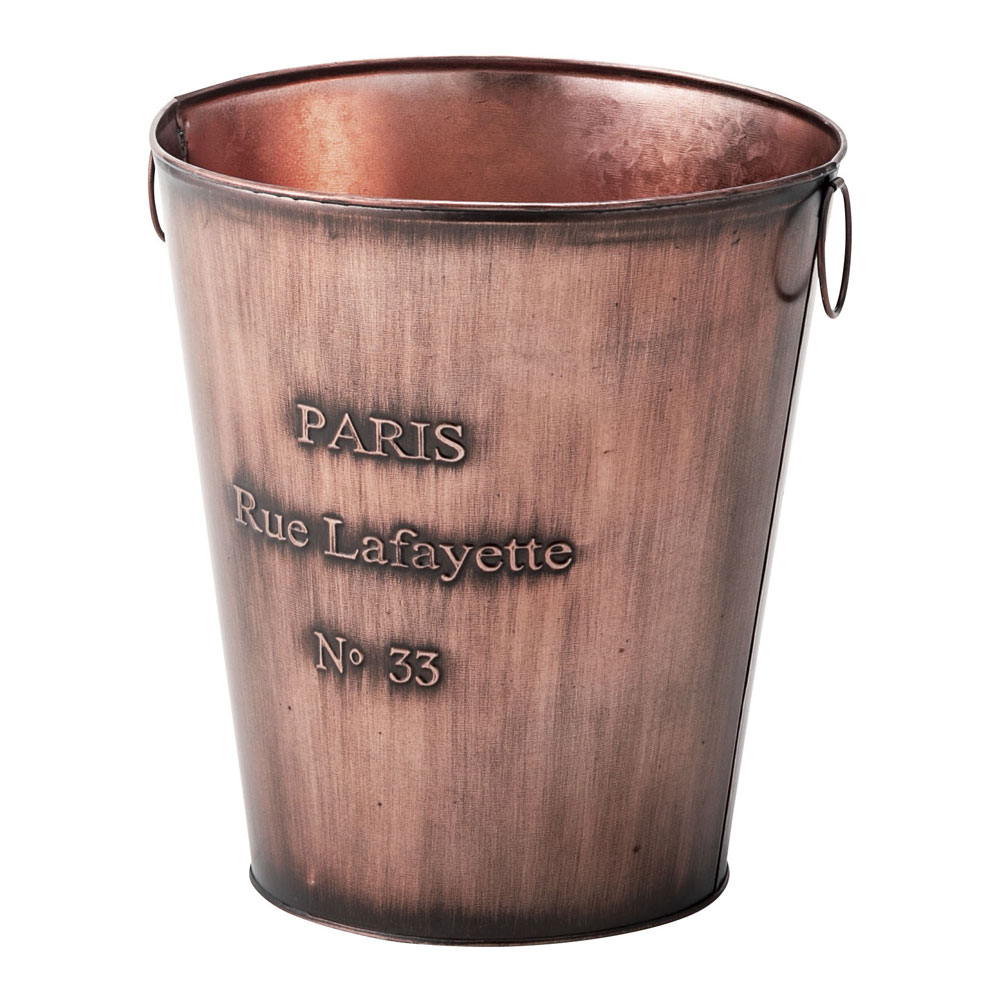 ヴィンテージ風スチールバケツ型プランターカバー|インダストリアルインテリアに最適