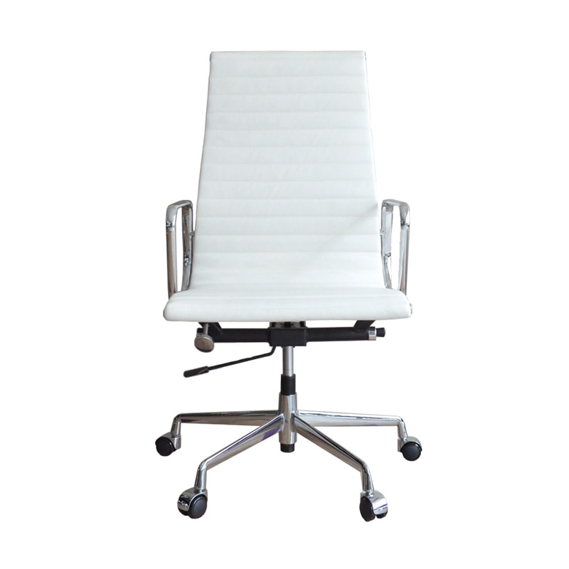 アルミナムチェア イームズ【ハイバック/フラッドパッド】本革ホワイト