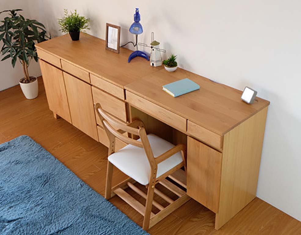 デスク 多目的 学習机にも ナチュラル【幅80cm】無垢材