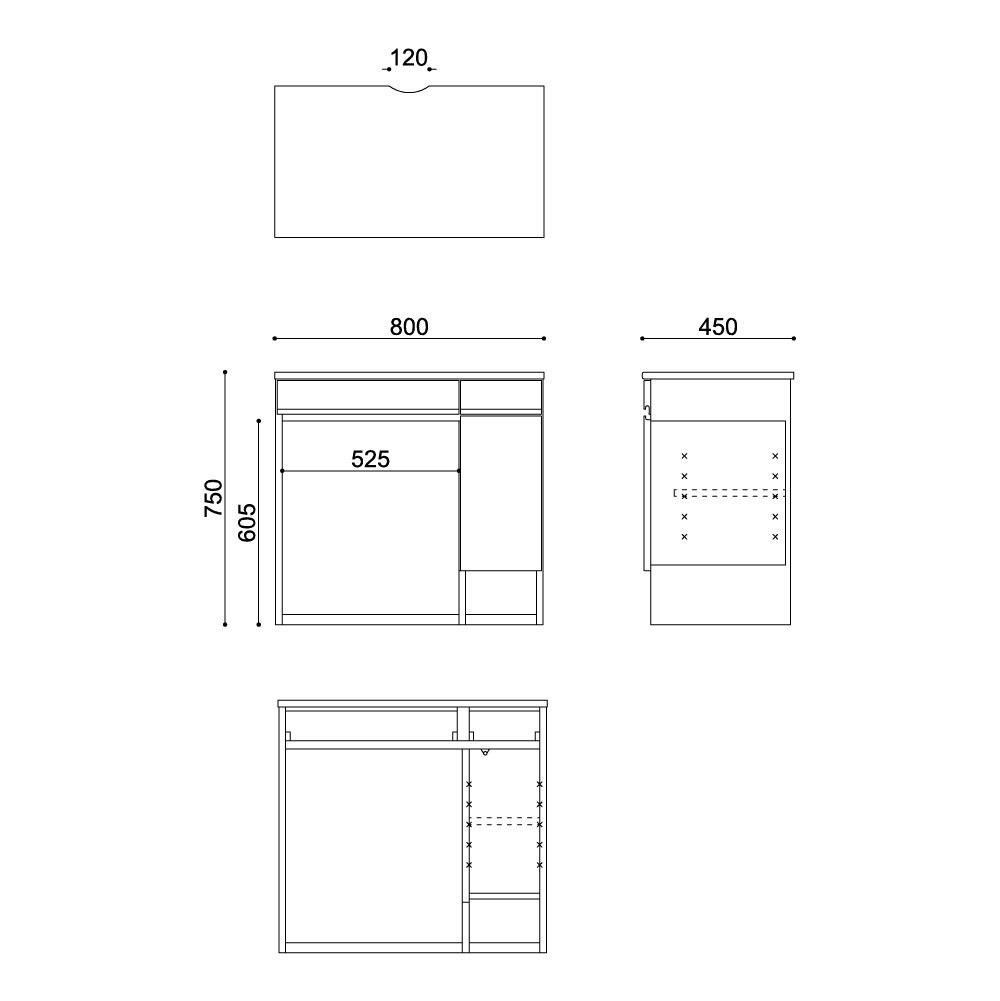 デスク 多目的 学習机にも ナチュラル【幅80cm】無垢材