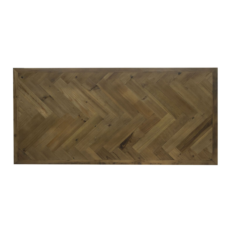 ヘリンボーンの古材を使ったカフェテーブル｜アンティークな