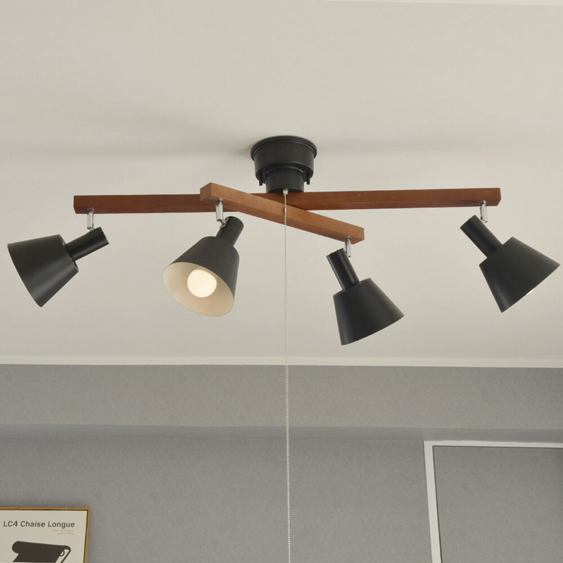 シックなカラーの4灯シーリングライト｜クロスデザイン