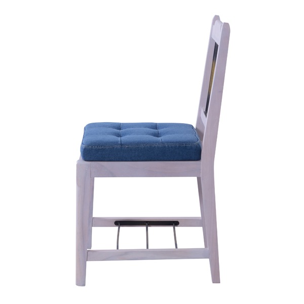 デニムクッションのダイニングチェア 天然木のレトロな家具