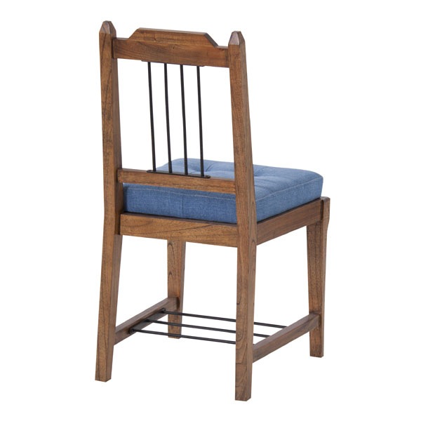 デニムクッションのダイニングチェア 天然木のレトロな家具