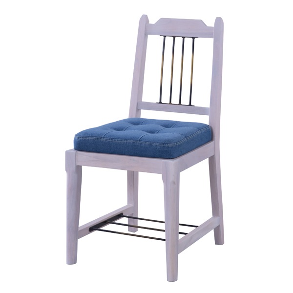 デニムクッションのダイニングチェア 天然木のレトロな家具