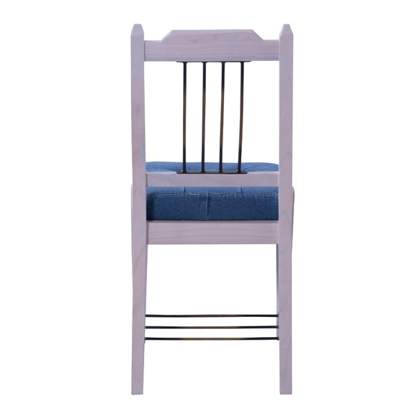 デニムクッションのダイニングチェア 天然木のレトロな家具