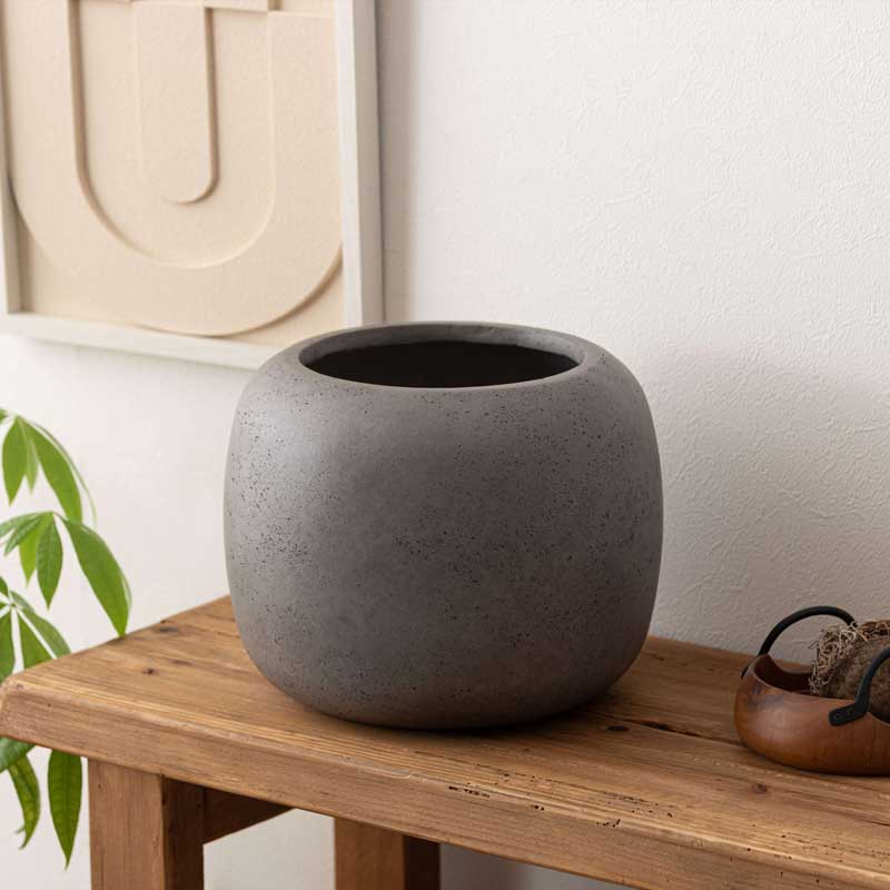 プランターカバー 丸型 コンクリート調 直径33.5cm 完成品｜おしゃれな
