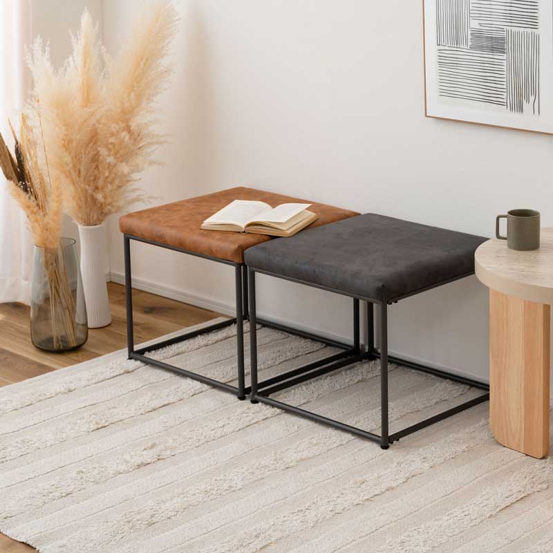 モダンレザースツール｜抜け感ある脚で空間広々 | インテリア・家具の