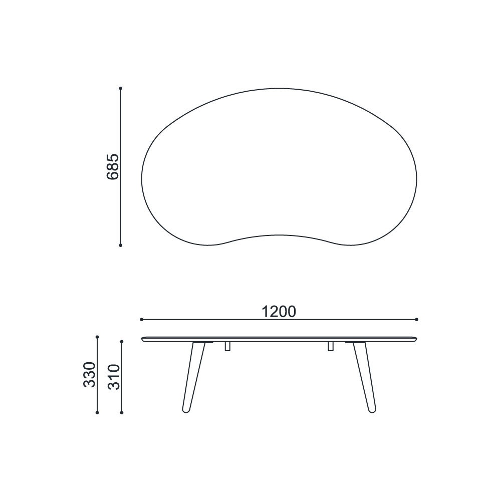 ローテーブル おしゃれ ビーンズ型 MO 【幅120cm】 和モダン家具