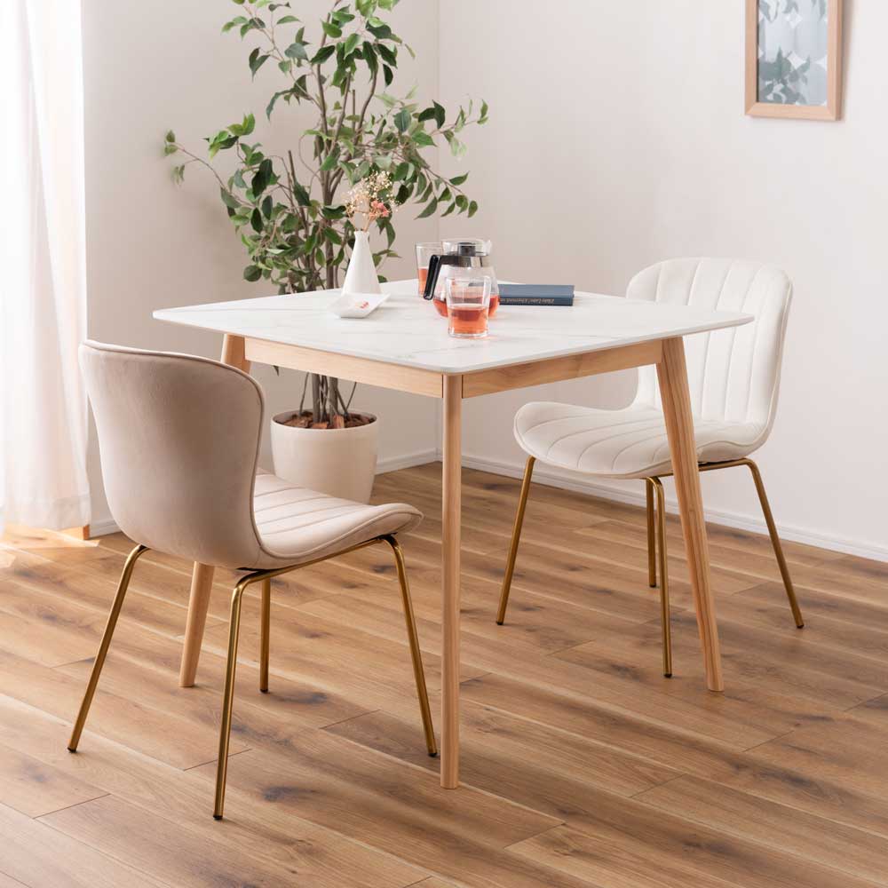 大理石調×北欧風コンパクトダイニングテーブル｜スクエアタイプ