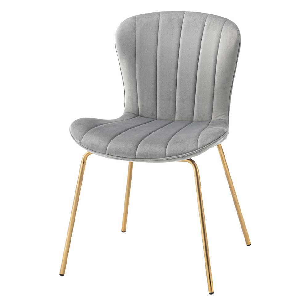 ベロア調チェア｜アンティークゴールド脚の北欧風ダイニング