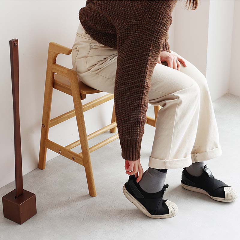 木製アーム付き玄関ベンチ|ナチュラル&ダークブラウン