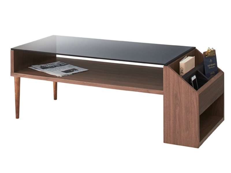 モダンインテリアにあうブラックガラス天板のセンターテーブル｜幅105cm