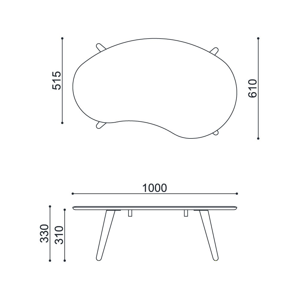 ローテーブル おしゃれ ビーンズ型 MO 【幅100cm】 和モダン家具