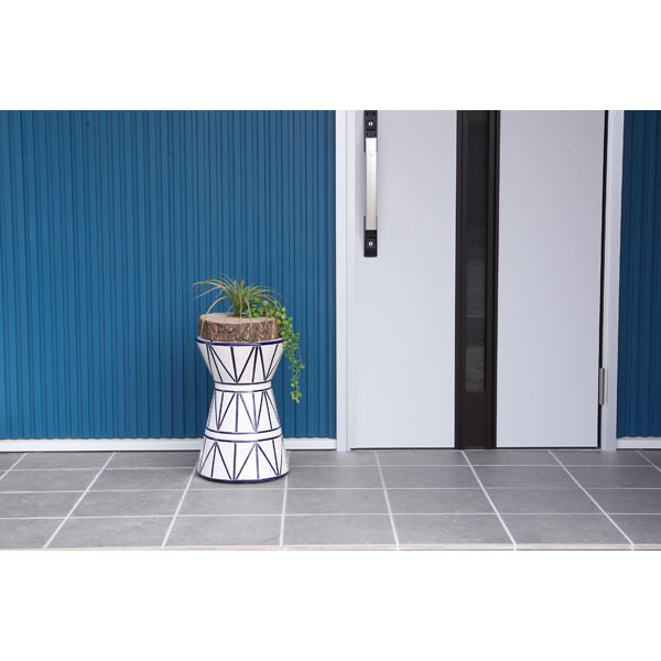 丸型スツール 陶器 白 高さ45cm 完成品｜おしゃれな花台や玄関に