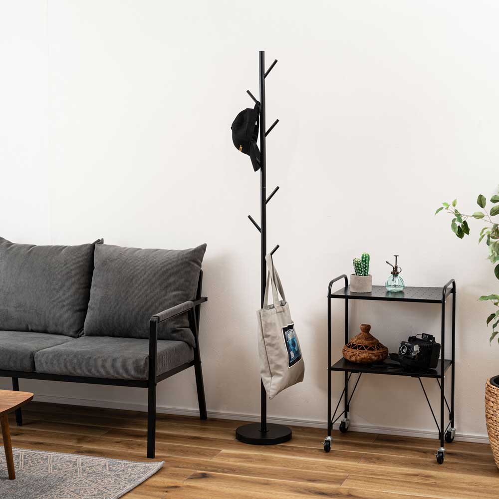 北欧風コートハンガー｜省スペースに置けるツリー型｜ホワイト,グレー,ブラック