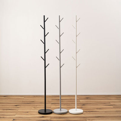 北欧風コートハンガー｜省スペースに置けるツリー型｜ホワイト,グレー
