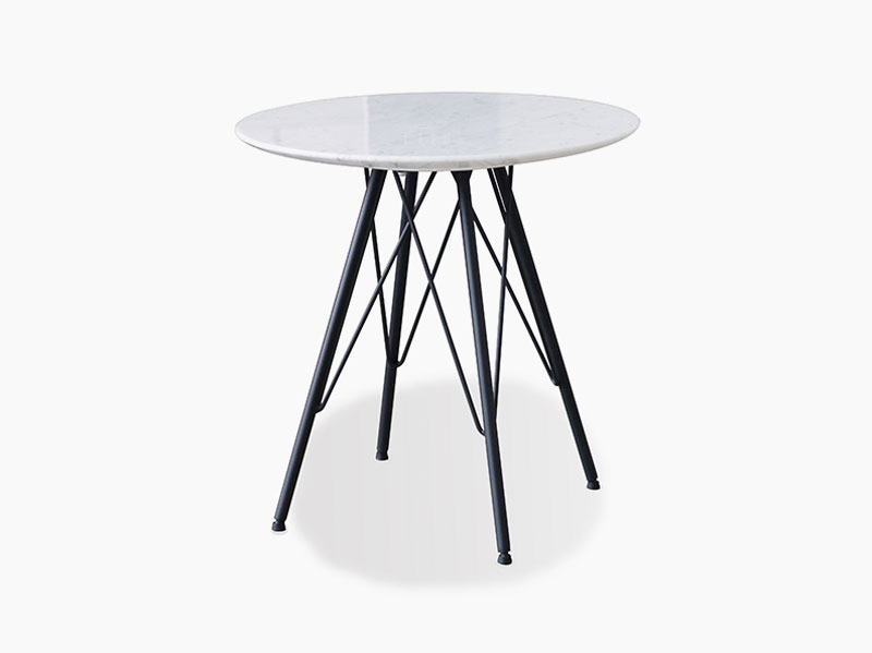 ホワイトカラーの大理石調のテーブル天板がスタイリッシュな印象のサイドテーブル｜BM