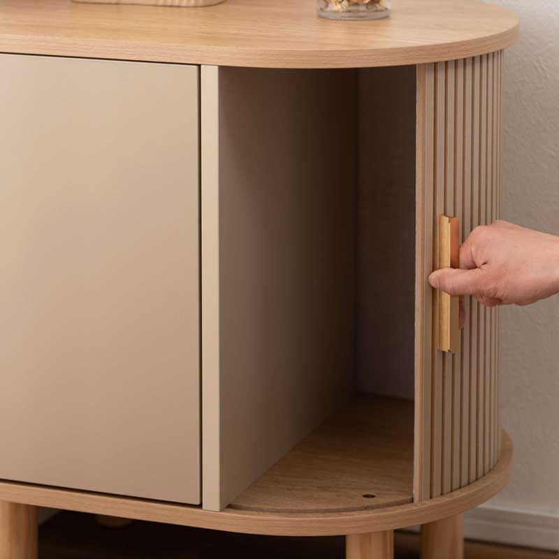 キャビネット 木製 コンパクト 丸型 幅48cm｜おしゃれなリビング収納に