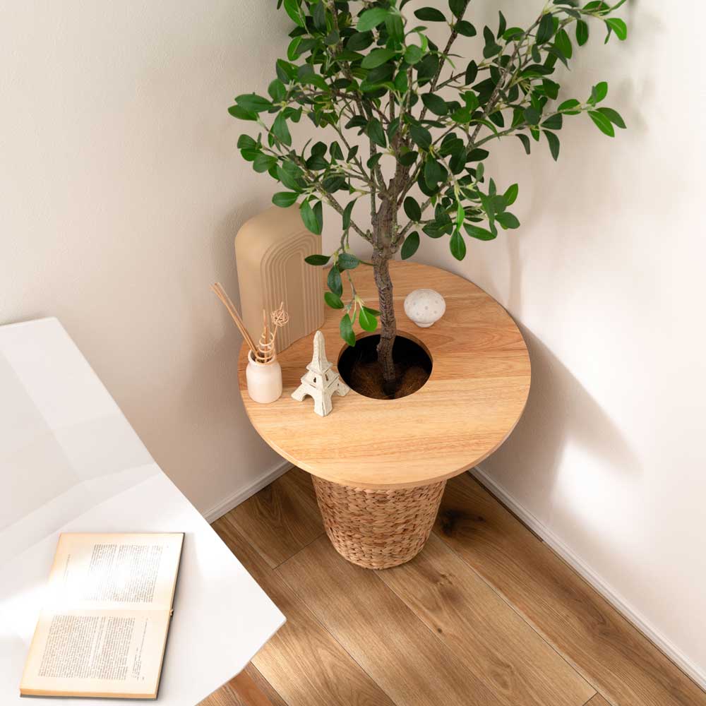 ★植木★植木鉢もターンテーブルつき★ プランター用テーブル天板｜観葉植物が映える天然木サークルカバー