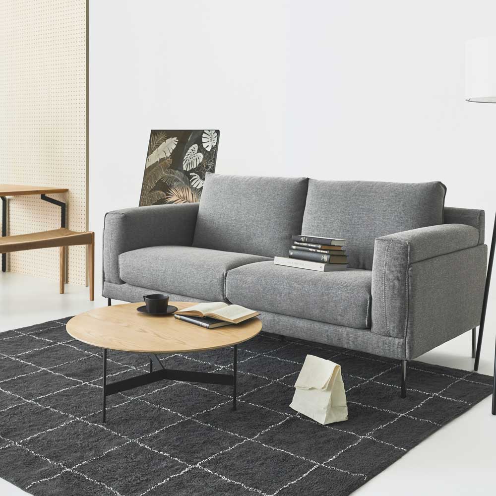 シンプルデザインの大判コットンラグ|リビングに馴染むグレー&アイボリー|170*230cm