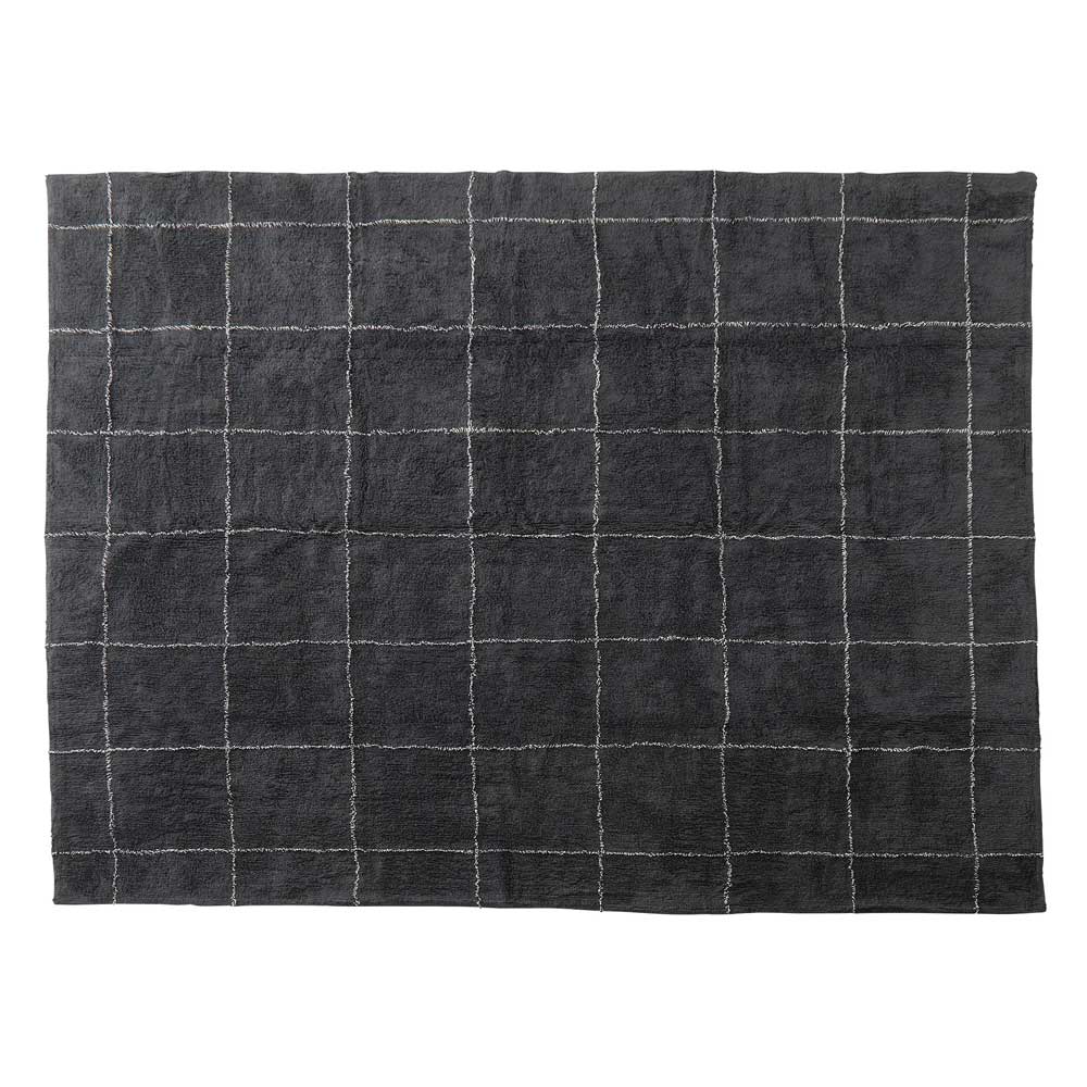 シンプルデザインの大判コットンラグ|リビングに馴染むグレー&アイボリー|170*230cm