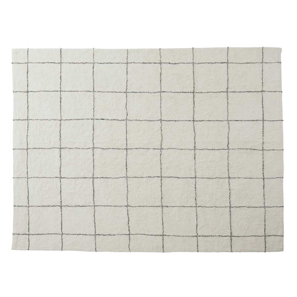 シンプルデザインの大判コットンラグ|リビングに馴染むグレー&アイボリー|170*230cm