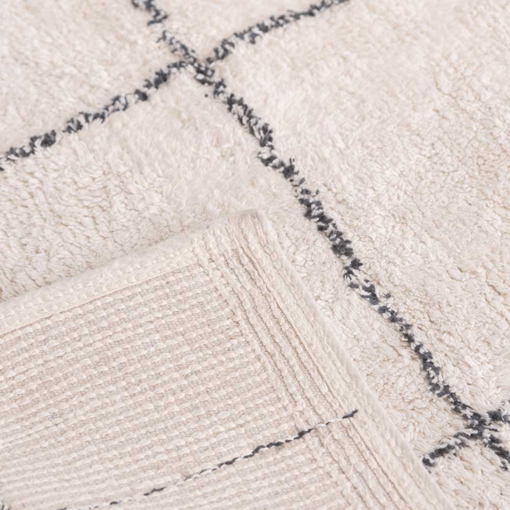 シンプルデザインの大判コットンラグ|リビングに馴染むグレー&アイボリー|170*230cm