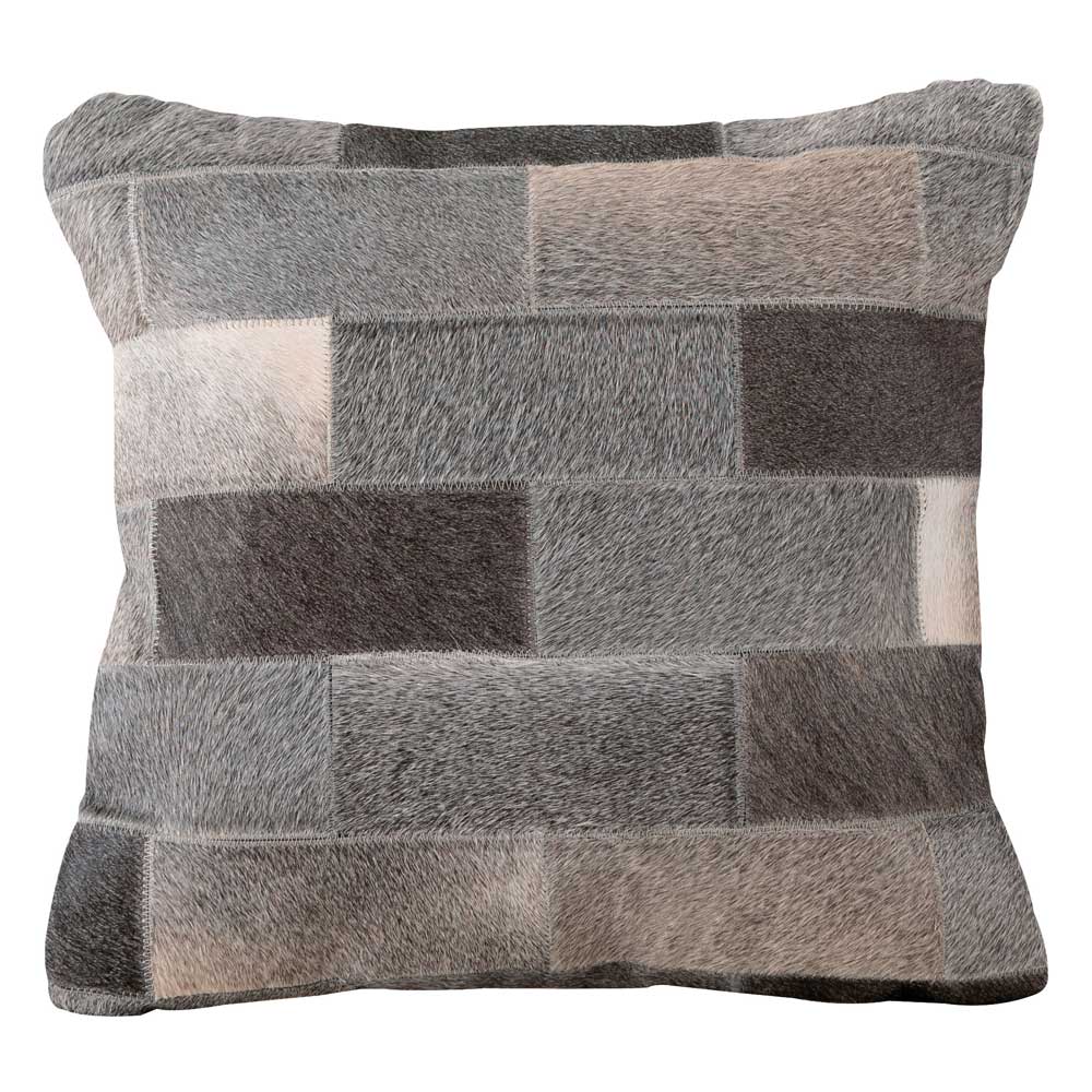 牛革パッチワークデザインのクッションカバー｜高級感漂うレザー