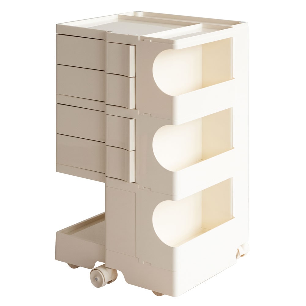 360度使える回転式トレイと豊富な収納スペースのトローリーワゴン