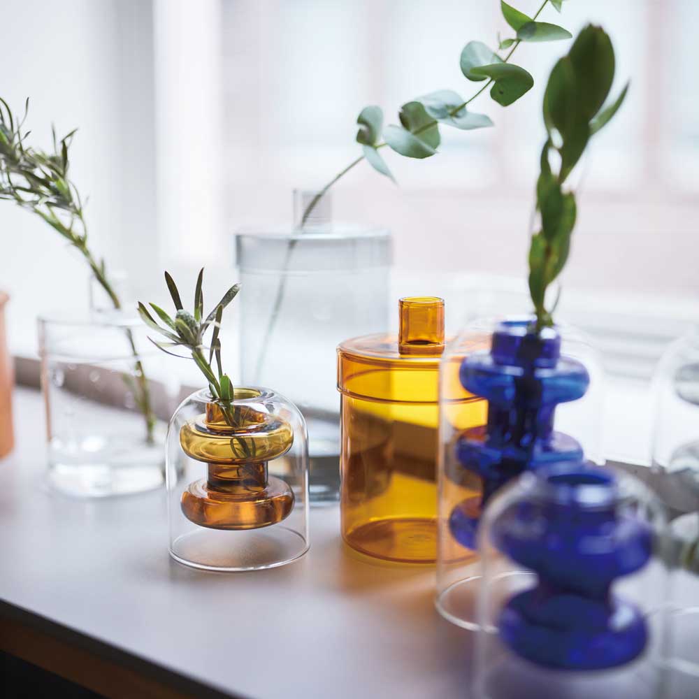 二重構造デザインの一輪挿しフラワーベース｜北欧風インテリアに映える